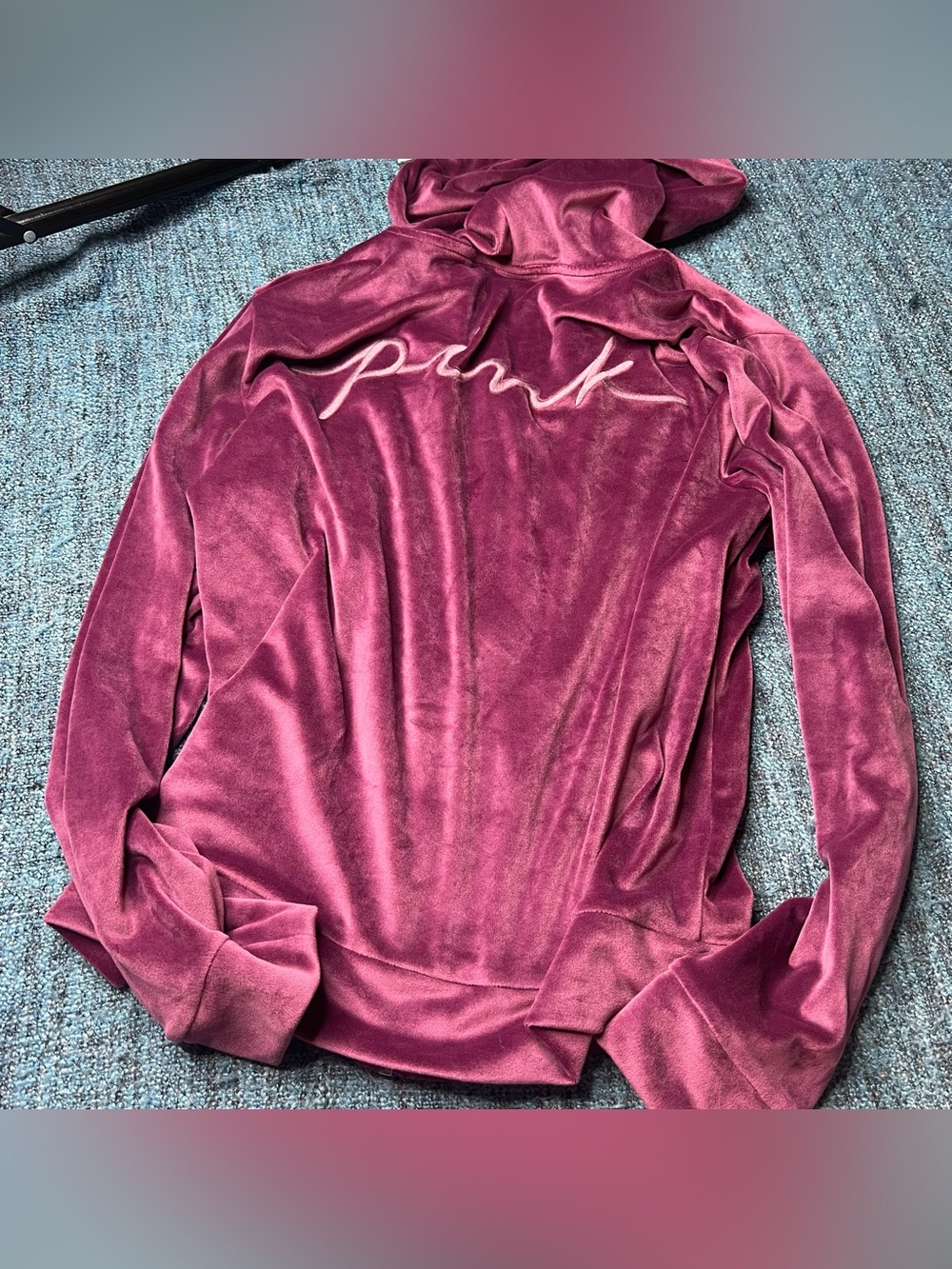 Victoria's Secret PINK Velvet Velour Tracksuit Jacket and Pants in Purple M/L - Picture 5 of 10